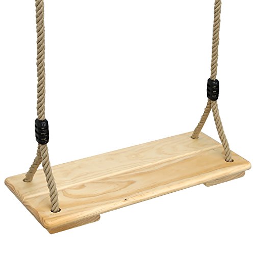 Pellor Holz Brettschaukel Hängesessel Schaukel Schaukelsitz Höhenverstellbar Für Kinder Erwachsene bis 150 kg (Khaki)