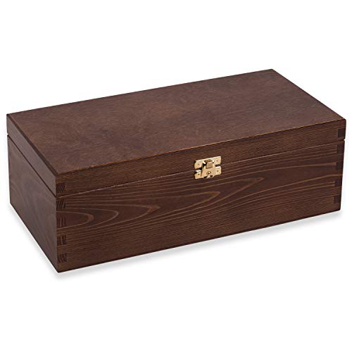 everlar Hochwertige Holzkiste mit Deckel | 33 x 11 x 16 cm | Braun Whisky | Nachhaltige Forstwirtschaft Made in EU | Erinnerungsbox Aufbewahrungsbox Spielzeugkiste Schatulle Truhe