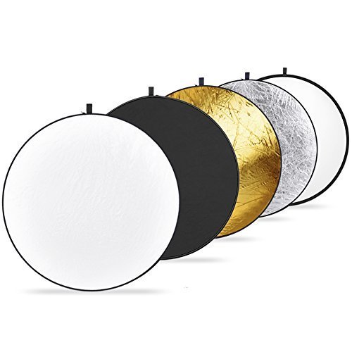 Neewer 5 in 1 Faltreflektoren Set Reflektor (110CM Ø) Gold, Silber, Weiß, Schwarz und transparent für Studio und Foto Diffusor