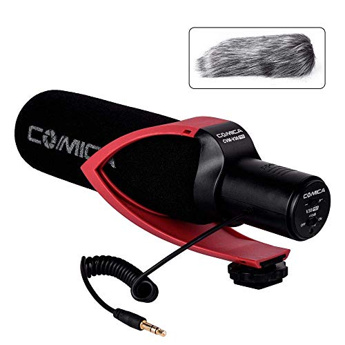 Comica CVM-V30 PRO Kamera Mikrofon Super Cardioid Richtmikrofon Shotgun Video Kondensator mikrofon für Canon Nikon Sony Panasonic DSLR Camcorder (mit Windmuff) (rot)
