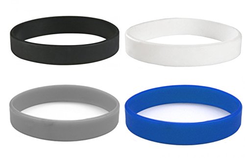 4 Silikon Armbänder (Blau Schwarz Grau Weiß) für Damen Herren | Unisex Fitness Accessoire Silikonarmband | Powerarmbänder als Schmuck | Beyond Dreams