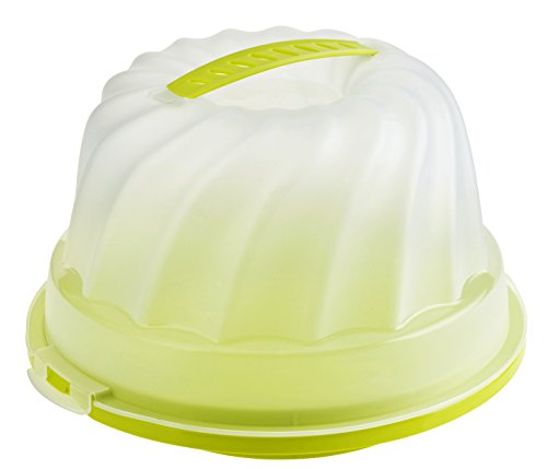 rotho 1721105070 Gugelhupf-Kuchenbehälter Fresh aus Kunststoff mit sicherem Verschluss und bequemem Tragegriff, circa 30,5 x 28,5 x 17,5 cm, grün / transparent