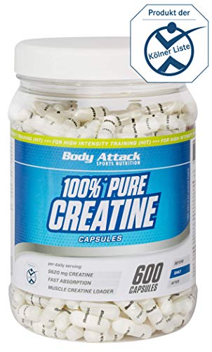Body Attack 100% Pure Creatine Capsules, 600 Kapseln, 1er Pack (1 x 552g)