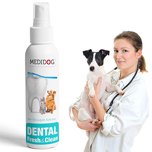 Medidog Dental Fresh&Clean Dentalspray für Hunde und Katzen, die flüssige Zahnbürste, Zahnpflege, Zahnreinigung, Frischer-Atem, Zahnsteinentferner, 150ml für 1000 Sprühstöße