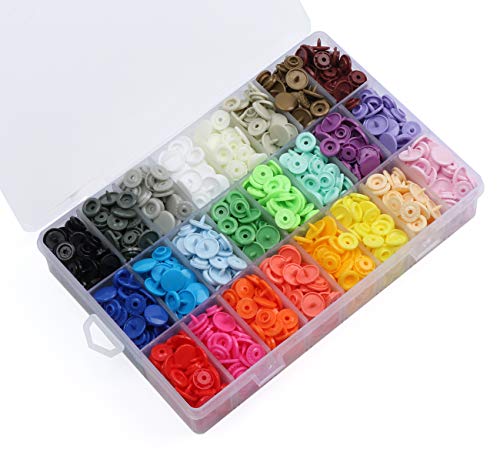 ilauke Nähfrei T5 Druckknöpfe 408 Set in 24 Farben mit Aufbewahrungsbox Kurzwaren Nähen Basteln Buttons für DIY Scrapbook