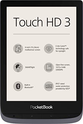 PocketBook e-Book Reader 'Touch HD 3' (16 GB Speicher; 15,24 cm (6 Zoll) E-Ink Carta Display; SMARTlight; Wi-Fi; Bluetooth) in Silbergrau