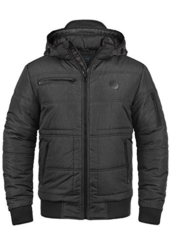BLEND Boris Herren Winterjacke Jacke mit Stehkragen und abnehmbarer gefütterter Kapuze, Größe:XL, Farbe:Black (70155)