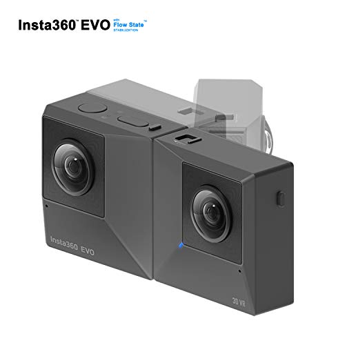 Insta360 EVO Action Camera 4K Ultra HD Cam FlowState Stabilisierung - 360 Grad 3D Action Sport Kamera Cam - kompatibel mit Apple iPhone und Android - 5,7k Video Auflösung - 18 MP - VR 3D Panorama