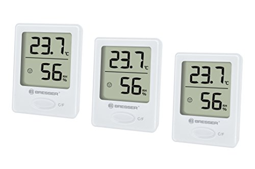 Bresser Thermometer Hygrometer Temeo Hygro Indicator 3er Set zum Aufstellen oder zur Wandmontage mit Raumklima-Indikator