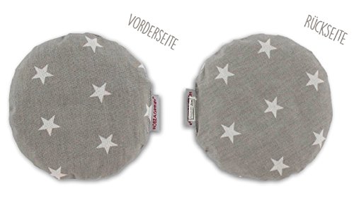 HOBEA-Germany Kirschkernkissen Wärmekissen Körnerkissen für Babys rund in verschiedenen Designs, Modell:grau mit weißen Sternen