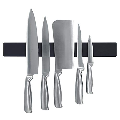 Original Magnetleiste/Messerleiste mit hochwertigem Schutz aus Silikon in schwarz für kratzfreie Küchenmesser - 40cm Messerhalter – Für eine moderne und organisierte Küche - extra starker Magnet
