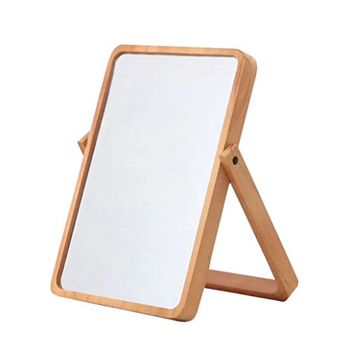 Restbuy kosmetikspiegel Tischspiegel Standspiegel Klein mit Holz-Rahmen und Standfuß Braun