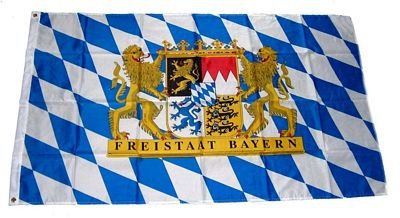 Fahne / Flagge Freistaat Bayern Löwe Schrift 60 x 90 cm