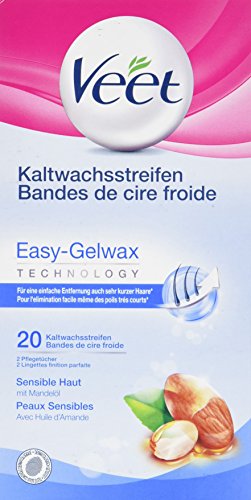 Veet Kaltwachsstreifen Easy-Gelwax Technology Beine & Körper für sensible Haut,  20 Stück