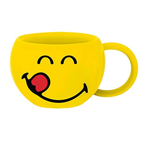 zakdesigns 6727-006 Jumbo-Tasse 'Smiley - Lecker' 640 ml, Porzellan, mehrfarbig, 14 x 14 x 8.5 cm
