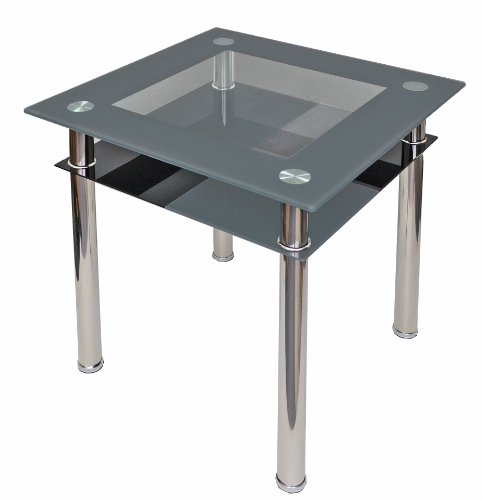 Computertisch Esstisch Küchentisch Tisch Ecktisch Karo Schwarz Grau aus Edelstahl mit 10 mm ESG Sicherheitsglas
