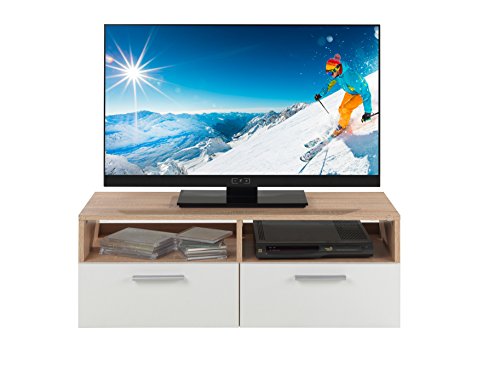 TV-Lowboard Fernsehschrank Fernsehtisch RASANT | Eiche Sonoma | weiß | 95x35x36 cm