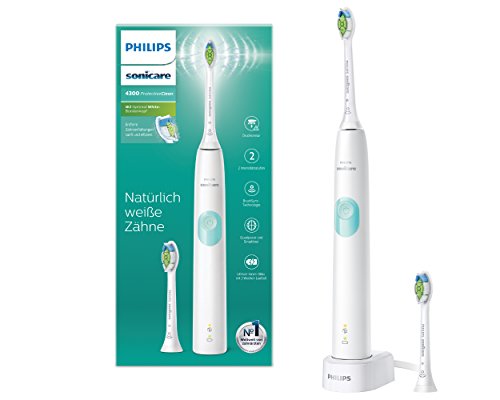 Philips Sonicare ProtectiveClean 4300 elektrische Zahnbürste HX6807/51 – Schallzahnbürste mit Clean-Putzprogamm, Andruckkontrolle & Timer – Weiß