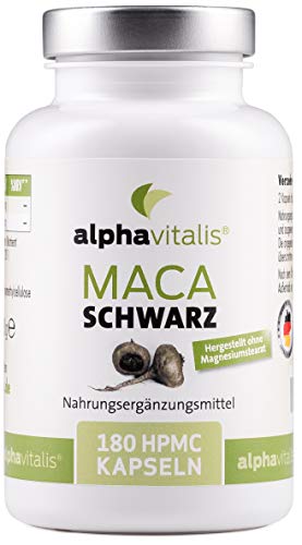 Maca Schwarz 4000 mg je Tagesdosis- 180 Maca Kapseln - Maca Extrakt vegan, hochdosiert und ohne Magnesiumstearat - Qualität made in Germany