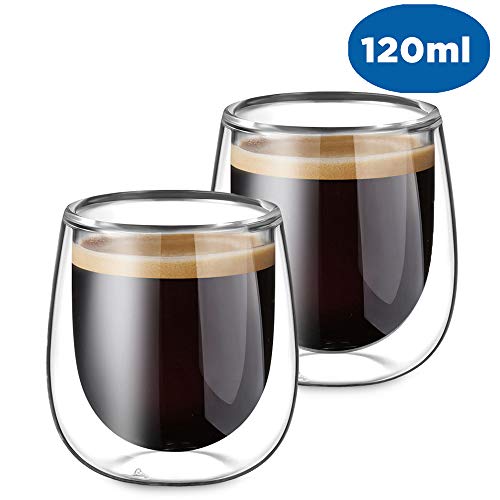 Glastal Doppelwandige Espressotassen Espresso Gläser Glas Set 2-teiliges 120ml(Volle Kapazitat)