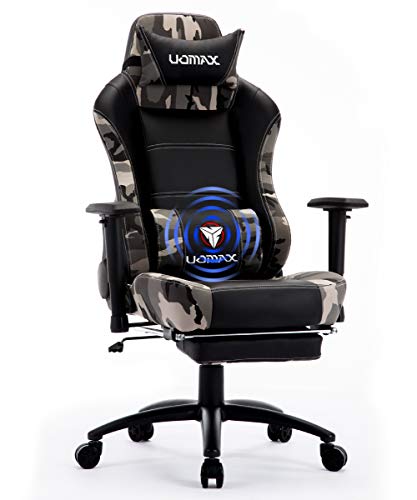 UOMAX Gaming Stuhl Egonomischer Gaming Drehstuhl für Gamer, PC Racer Sessel mit Fußstütze und Massage-Lendenkissen (Camo)