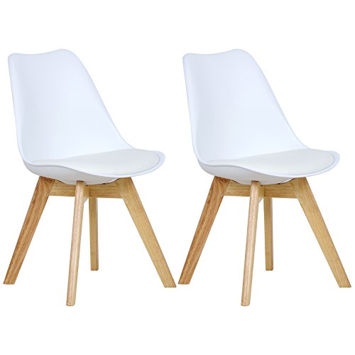 WOLTU BH29ws-2 2 x Esszimmerstühle 2er Set Esszimmerstuhl Design Stuhl Küchenstuhl Holz, Neu Design,Weiß