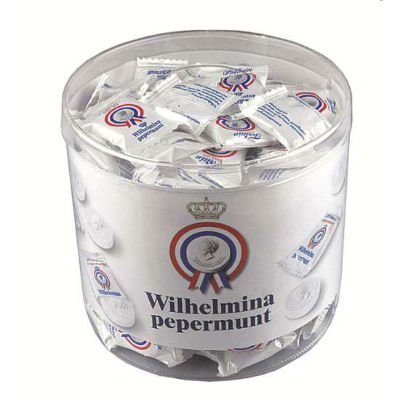 Fortuin Wilhelmina Peppermunt Pastillen 950g, einzeln verpackt in Runddose (Pfefferminz)