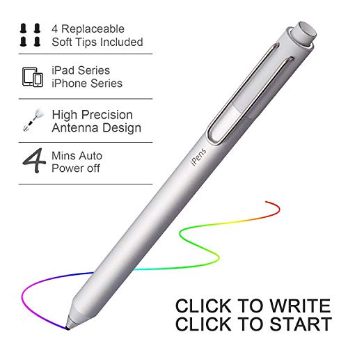 Stylus Stift für Apple ipad, Kapazitiver Wiederaufladbare Stift für All Apple iPad/iPhone/iPad Pro/iPhone X mit 4 Ersetzbar Feine Gummi Spitze, Digitaler Stift Speziell für iPad-Serie