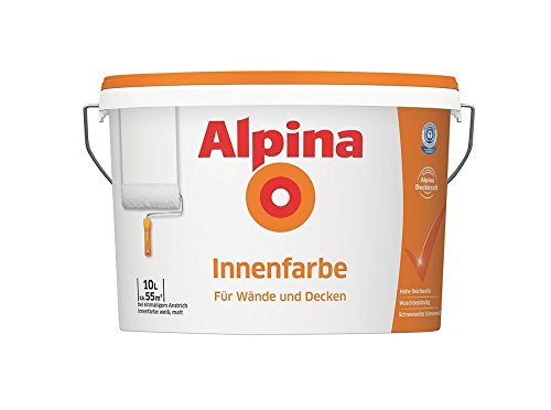 Alpina Innenfarbe, universelle Wandfarbe, 10 Liter, weiß, matt