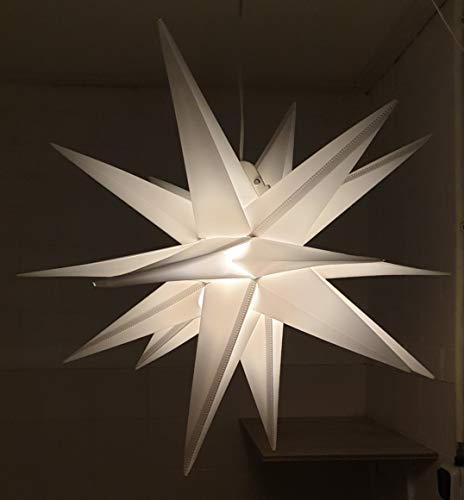 Led Weihnachtsstern Weiß, Adventsstern, für Außen, Kunststoff 55cm Mit led lamp 3W Stern 3D Außenstern Fensterstern Deko