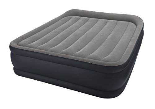 Intex Queen Deluxe Pillow Rest W-Fiber-Tech Bip Airbed, Top: Grey/Bottom: Blue, 152 x 203 x 42 cm