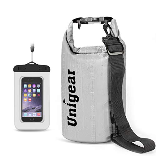 Unigear Dry Bag, 2L/5L/10L/20L/30L/40L, wasserdicht Taschen mit Handytasche und Gurte für Boot und Kajak, Angeln, Rafting, Schwimmen, Camping und Snowboarden, MEHRWEG