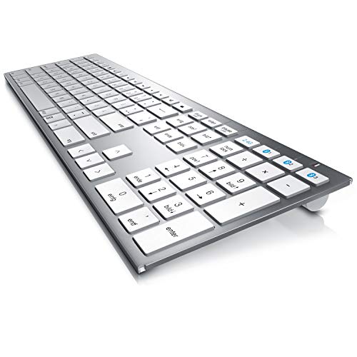 CSL - Bluetooth Tastatur - 2in1 Bluetooth Funk 2,4 Ghz - Memoryfunktion für 3 Geräte - Multimedia Keyboard QWERTZ Layout Li-Ion Akku - Kompatibel mit Windows Android Linux
