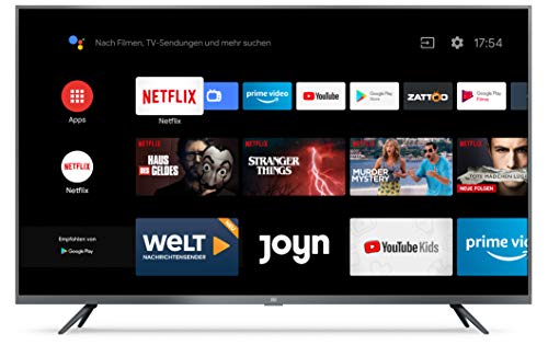 Xiaomi Mi Smart TV 4S 43' (4K Ultra HD, Triple Tuner, Android TV 9.0, Fernbedienung mit Mikrofon, Amazon Prime Video und Netflix)