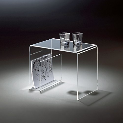 HOWE-Deko Hochwertiger Acryl-Glas Beistelltisch mit Zeitungsfach, klar, 48 x 32 cm, H 38 cmAcryl-Glas-Stärke 8 mm