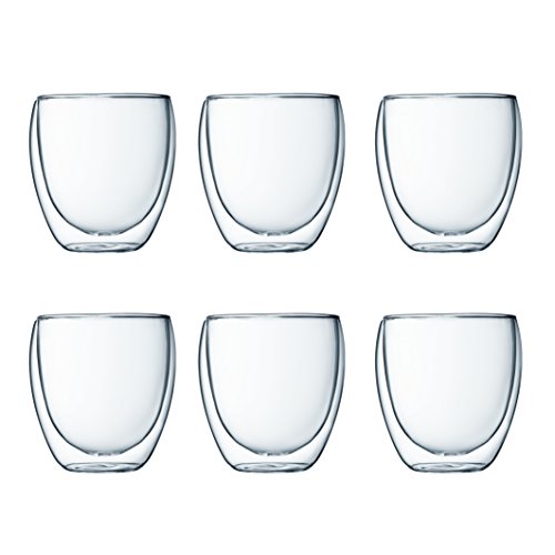Bodumpavina 6-teiliges Gläser-Set (Doppelwandig, isoliert, 0,25 liters) transparent