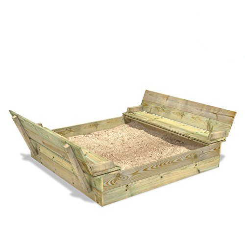 Sandkasten Holz Sandkiste WICKEY Flippey 150x165 cm mit Klappdeckel