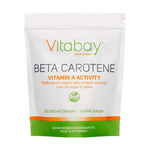 Beta Carotin 25.000 IE - 180 vegane Softgels - Vitamin A Activity hochdosiert - natürlich aus Algae D. Salina