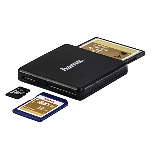 Hama USB 3.0 Multi-Kartenleser (Card-Reader für SD/SDHC/SDXC/microSD/microSDHC/microSDXC/CF, UDMA-/UHS-I-fähig, für Windows PCs/Mac/TV, Kabel 0,4m) externes Kartenlesegerät schwarz