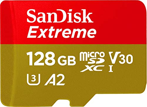 SanDisk Extreme 128GB microSDXC Class 10 Speicherkarte mit SD-Adapter, Gold/Rot