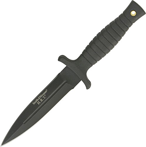 Smith and Wesson Messer Stiefelmesser schwarze Lederscheide mit Metall-Clip Gesamtlänge: 22.9 cm, 234813