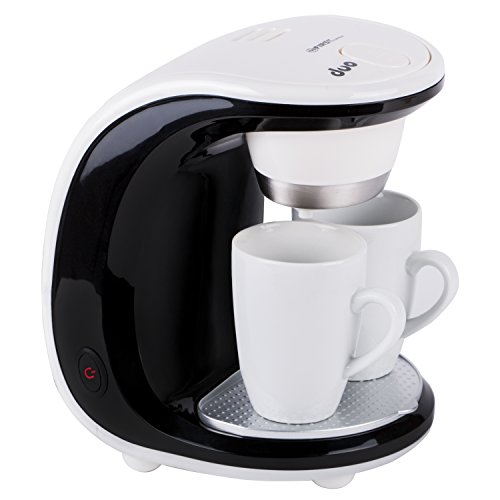 TZS First Austria - 450 W Mini-Kaffeemaschine 2 Tassen je 125ml | 250ml Wassertank | Dauerfilter | inklusive 2 Porzellan-Tassen | abnehmbare Teile spülmaschinengeeignet | Reise-Kaffeemaschine | Büro