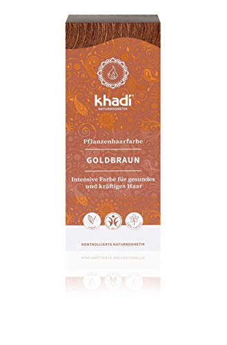khadi Pflanzenhaarfarbe Goldbraun 100g I Haarfarbe für glänzendes und goldenes Braun I Naturhaarfarbe 100% pflanzlich