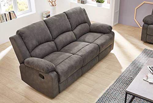 lifestyle4living 3 Sitzer Sofa in anthrzaitfarbenem Stoff mit praktischer Relaxfunktion, verstellbares Funktionssofa zum relaxen und genießen