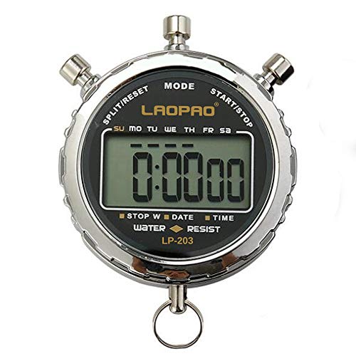 LAOPAO Digitale Stoppuhr, Handheld Großes LCD-Display Wasserdicht täglich Alarm 1/100 Sekunden Precision Timer Für Fussball Sports Training