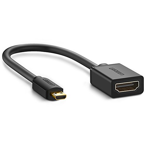 UGREEN Micro HDMI Adapterkabel Micro HDMI auf HDMI 1080P 3D 4k typ d auf typ a hdmi verlängerungskabel mit Ethernet vergoldete Kontakte unterstützt für Gopro 20cm Schwarz
