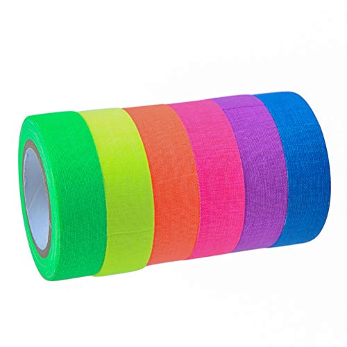 YOTINO Fluorescent Tape Neon Klebeband Gewebeband Tape Neon Fluoreszierend Klebeband(6 Stück, 6 Farben)