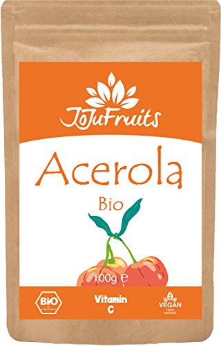 JoJu Fruits - Bio Acerola Pulver (100g) - Natürliches Vitamin C Pulver
