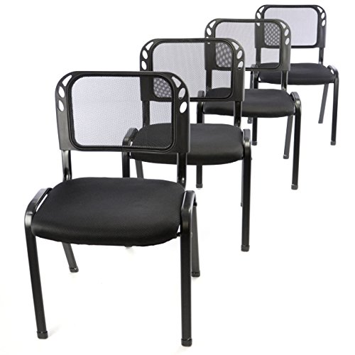 4er Set Bürostuhl Konferenzstuhl Besucherstuhl schwarz gepolsterte Sitzfläche stapelbar 52,5 x 45 x 80 cm Stapelstuhl Metallrahmen schwarz
