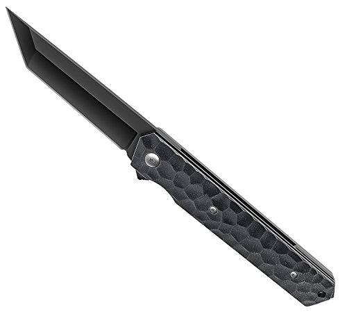 Unicorn Tanto Klappmesser Outdoor Flipper Einhandmesser Taschenmesser Folder Messer, 9 cm Klingenlänge (Schwarz Tanto)